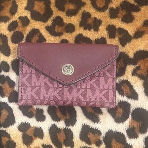 Michael Kors Berry MK Logo Card Case with Gold Logo